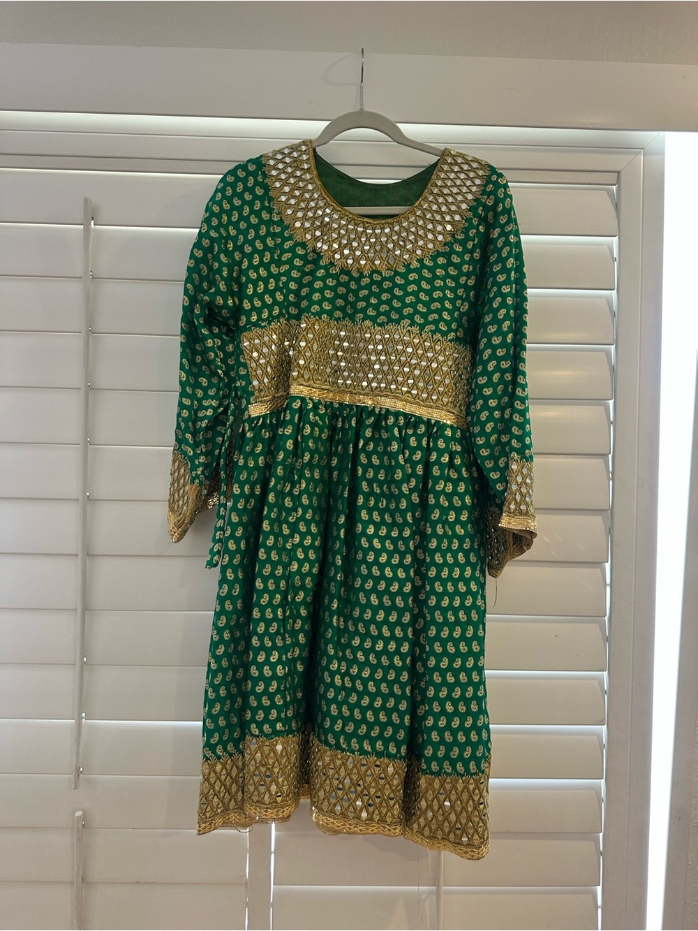 Source Unknown Green and Gold Embellished Wedding Dress